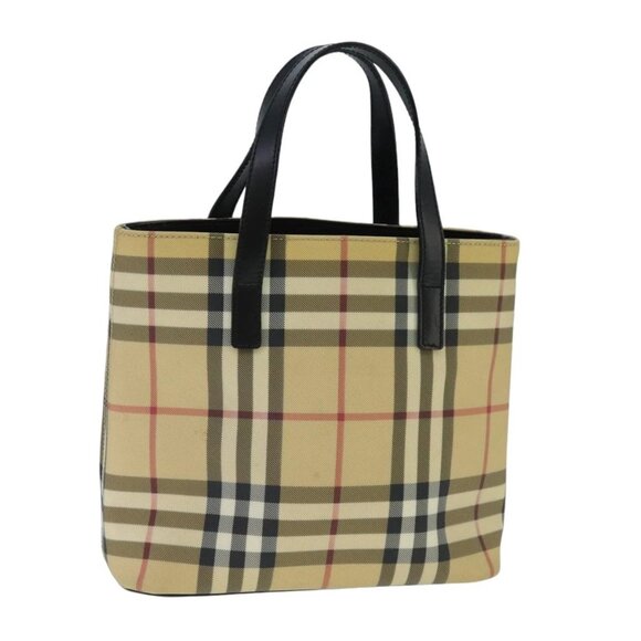 BURBERRY Nova Check Hand Bag PVC Beige Auth - Picture 1 of 16